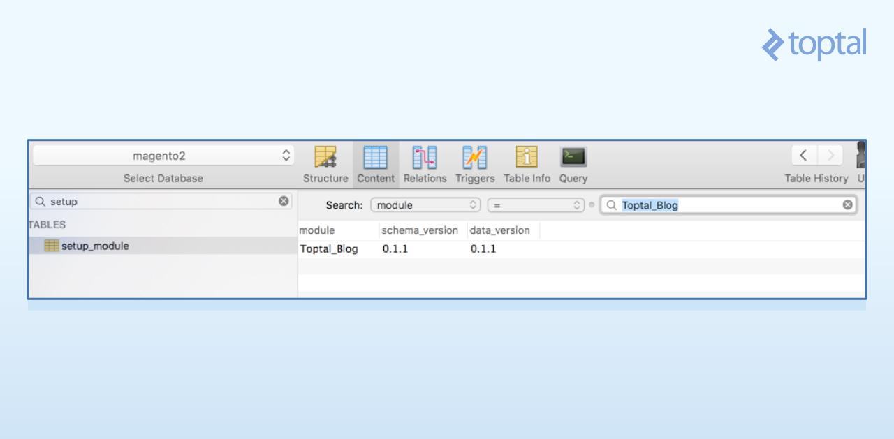 Updated content of the setup_module table