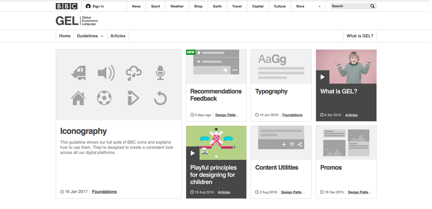 BBC UX design system, styleguide, and component library