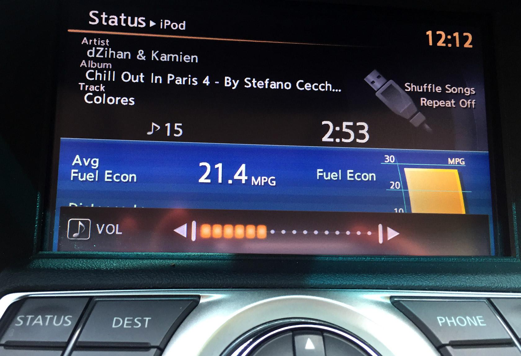 Car dashboard screen with visual feedback demonstrating an interaction design principle