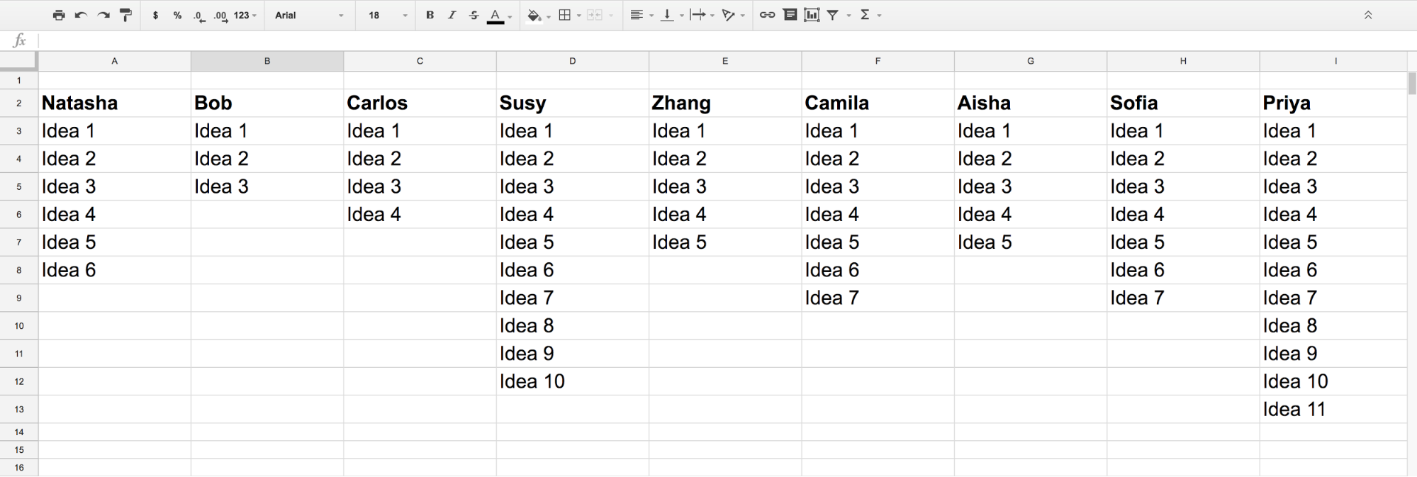 Using spreadsheets enables remote UX workshop productivity