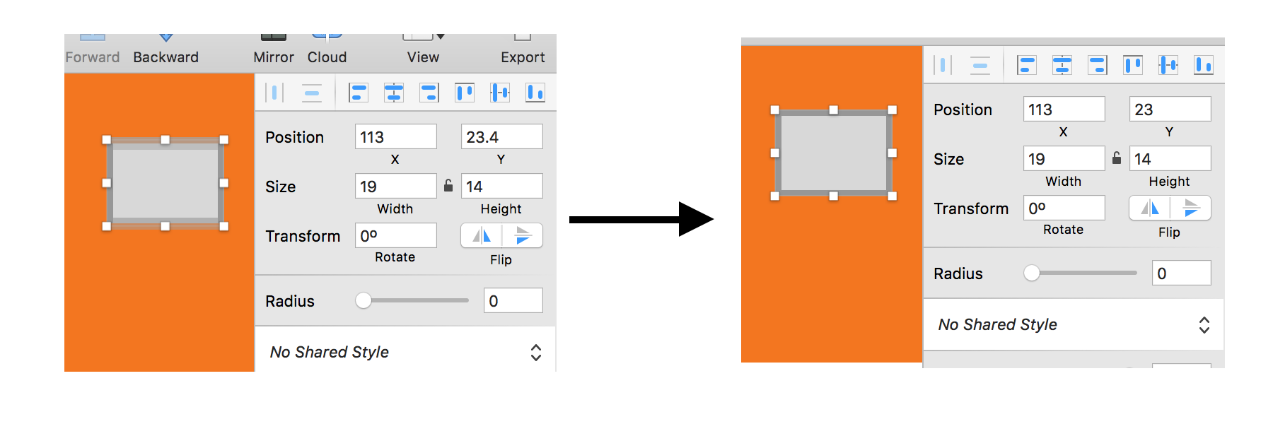 iOS UI design tutorial: Pixel fitting on/off example