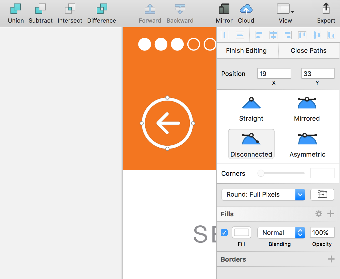 Tutorial de diseño de la UI de iOS: edición de objetos vectoriales