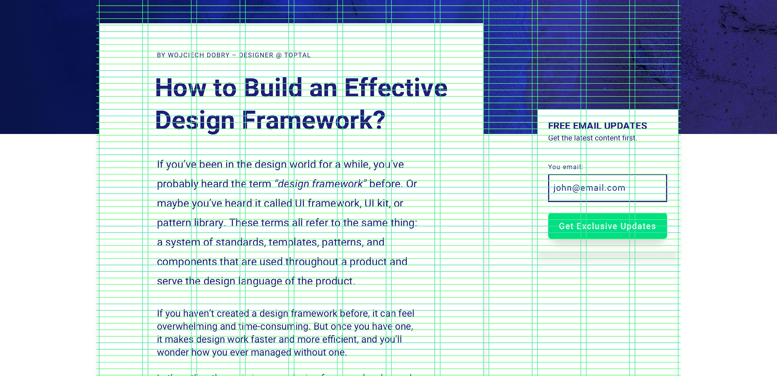 Vertical and horizontal grid in design framework