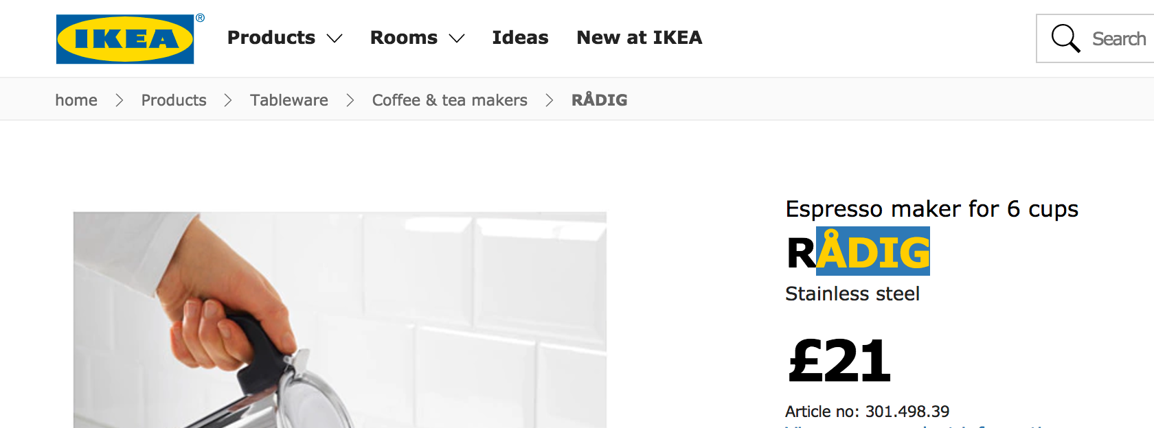 IKEA's highlighted text