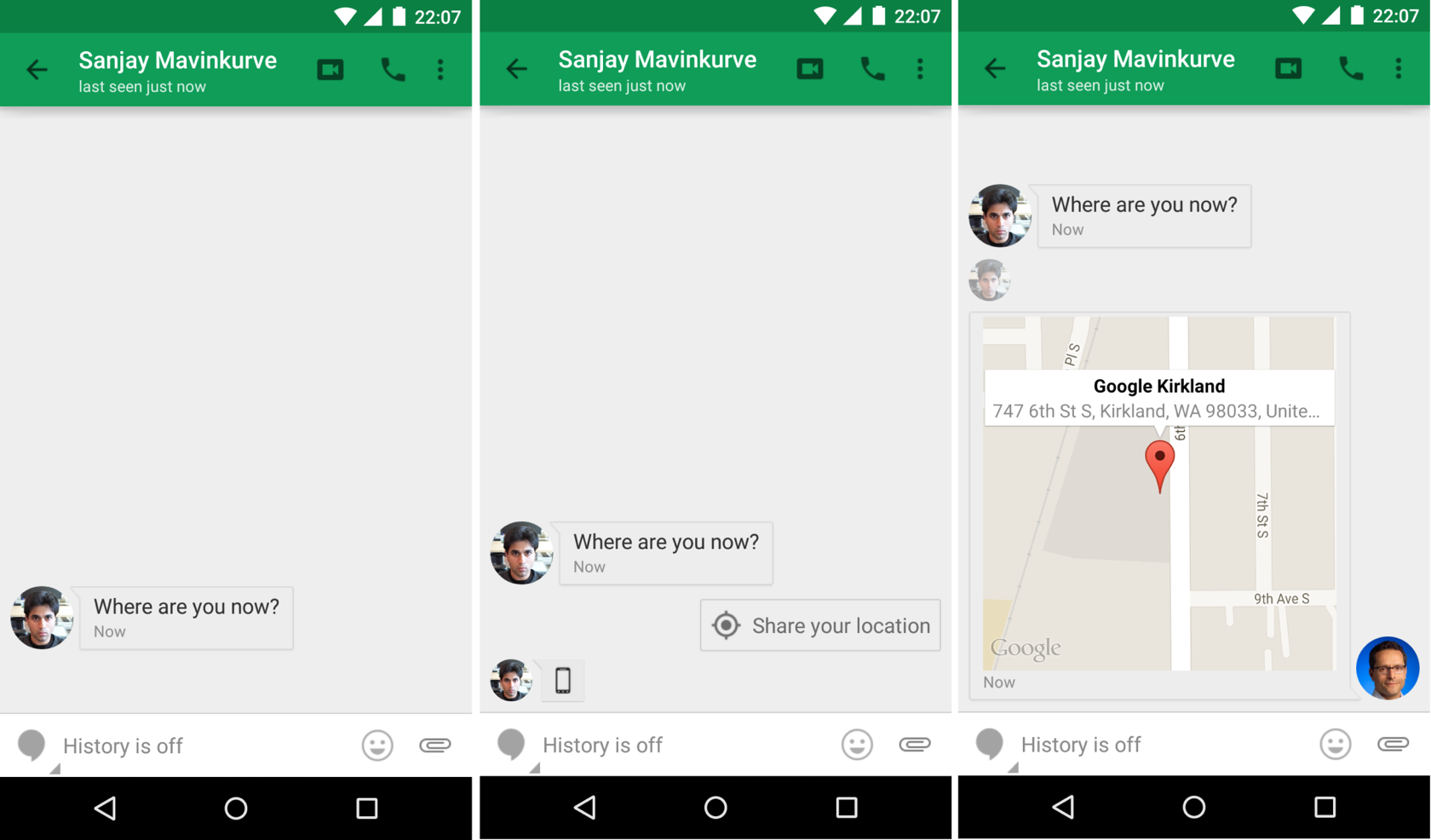 Google Hangouts share your location