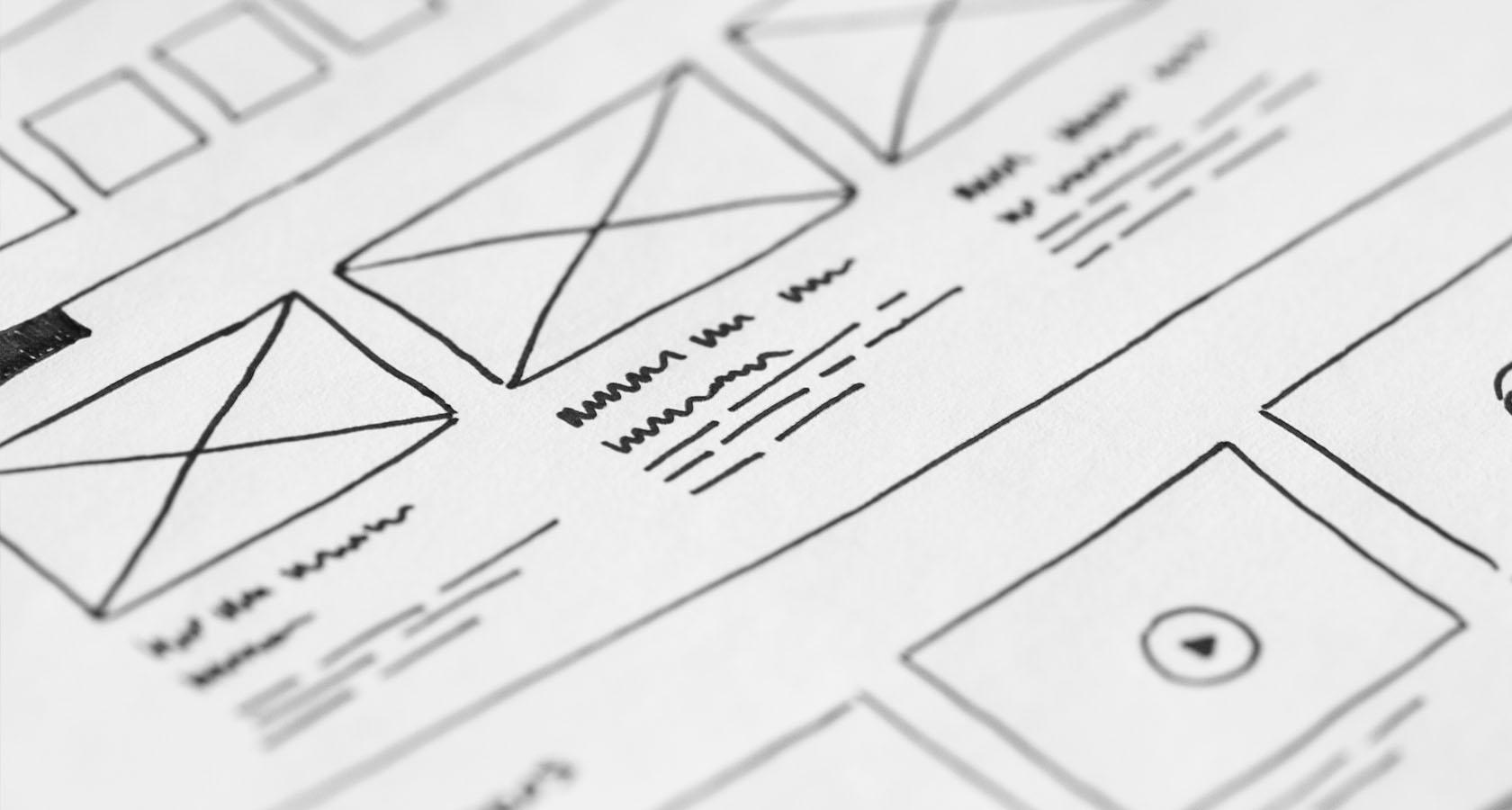 ui y ux boceto de estructura alámbrica