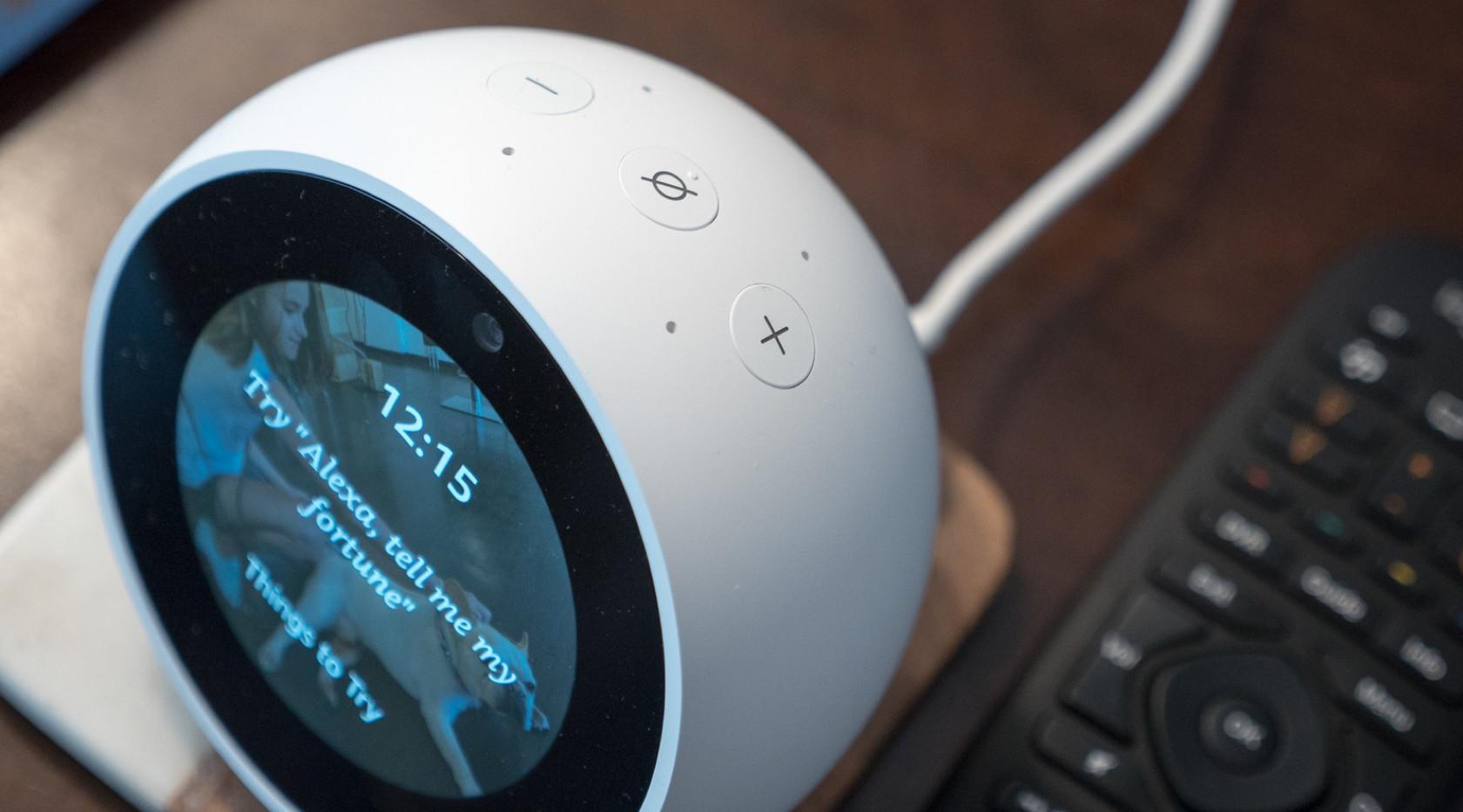 Amazon's Echo Spot smart speaker with a VUI