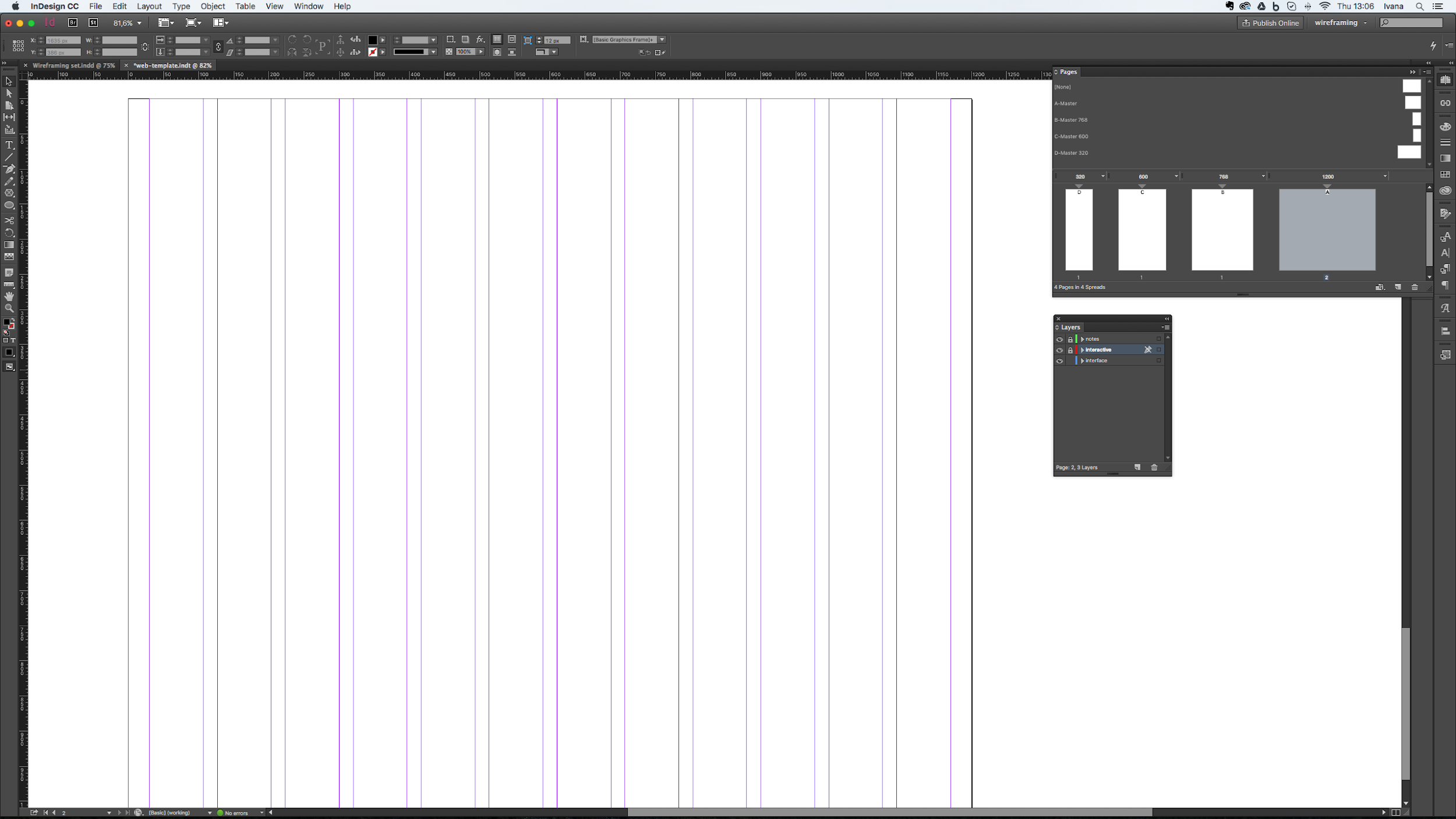 Plantilla de wireframes en InDesign