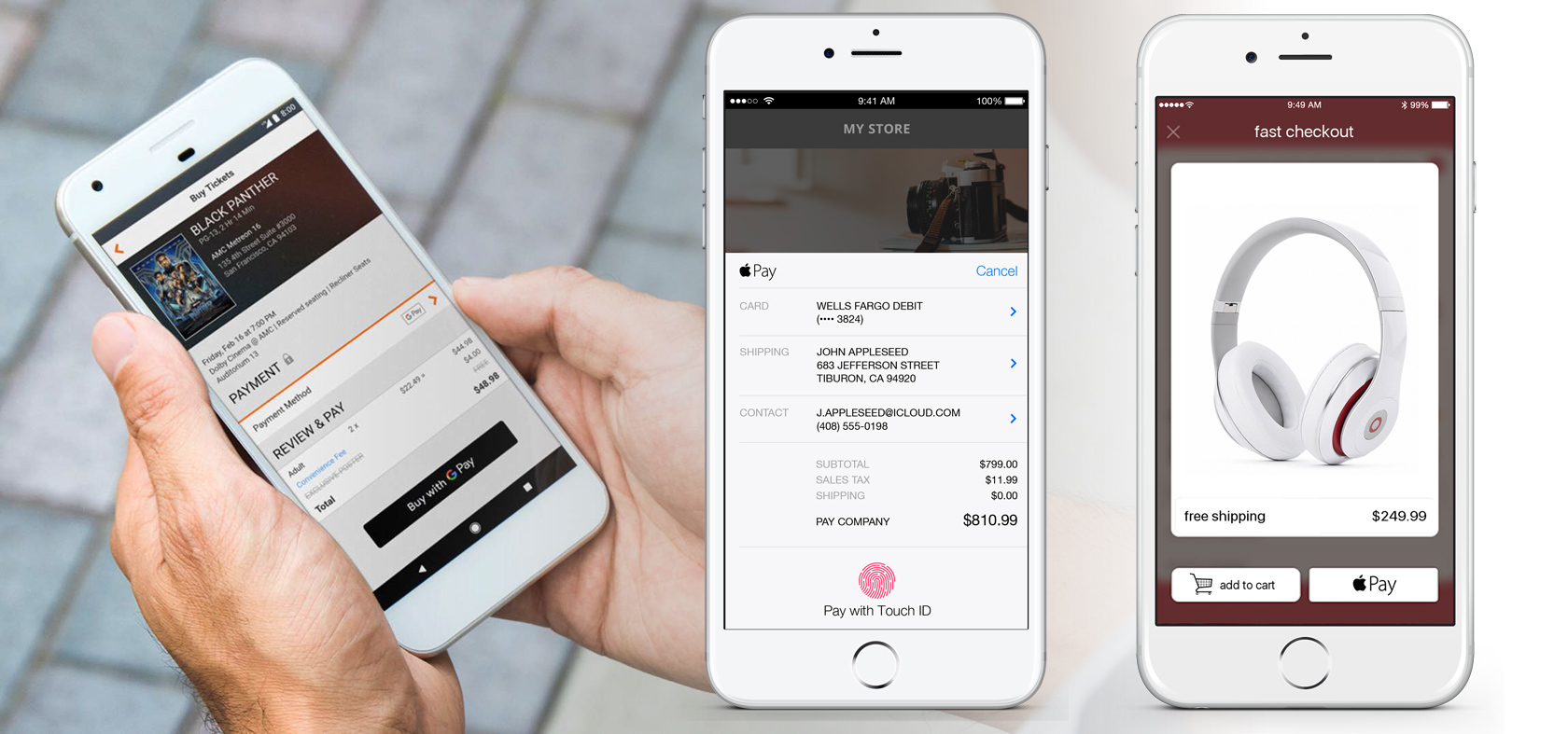 Mobile app trends include easy checkout with Apple Pay and Google Pay