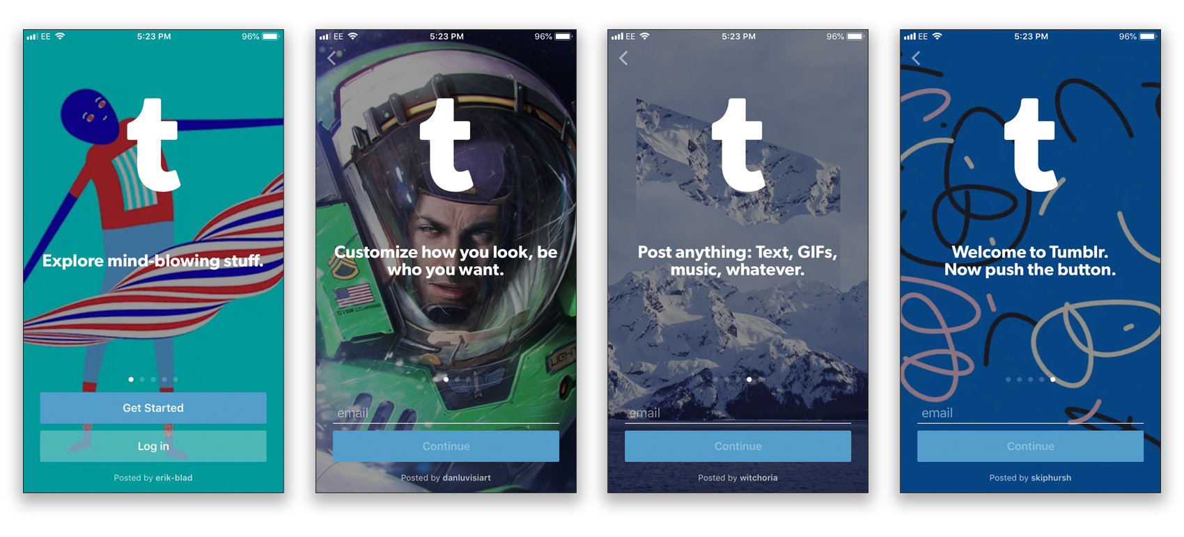 Tumblr onboarding UX mobile UX trends 2018