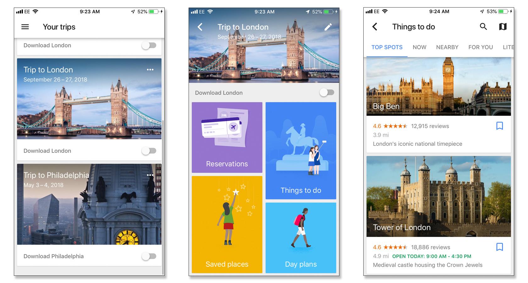 Design and emotion with Google Trips app user personalization.