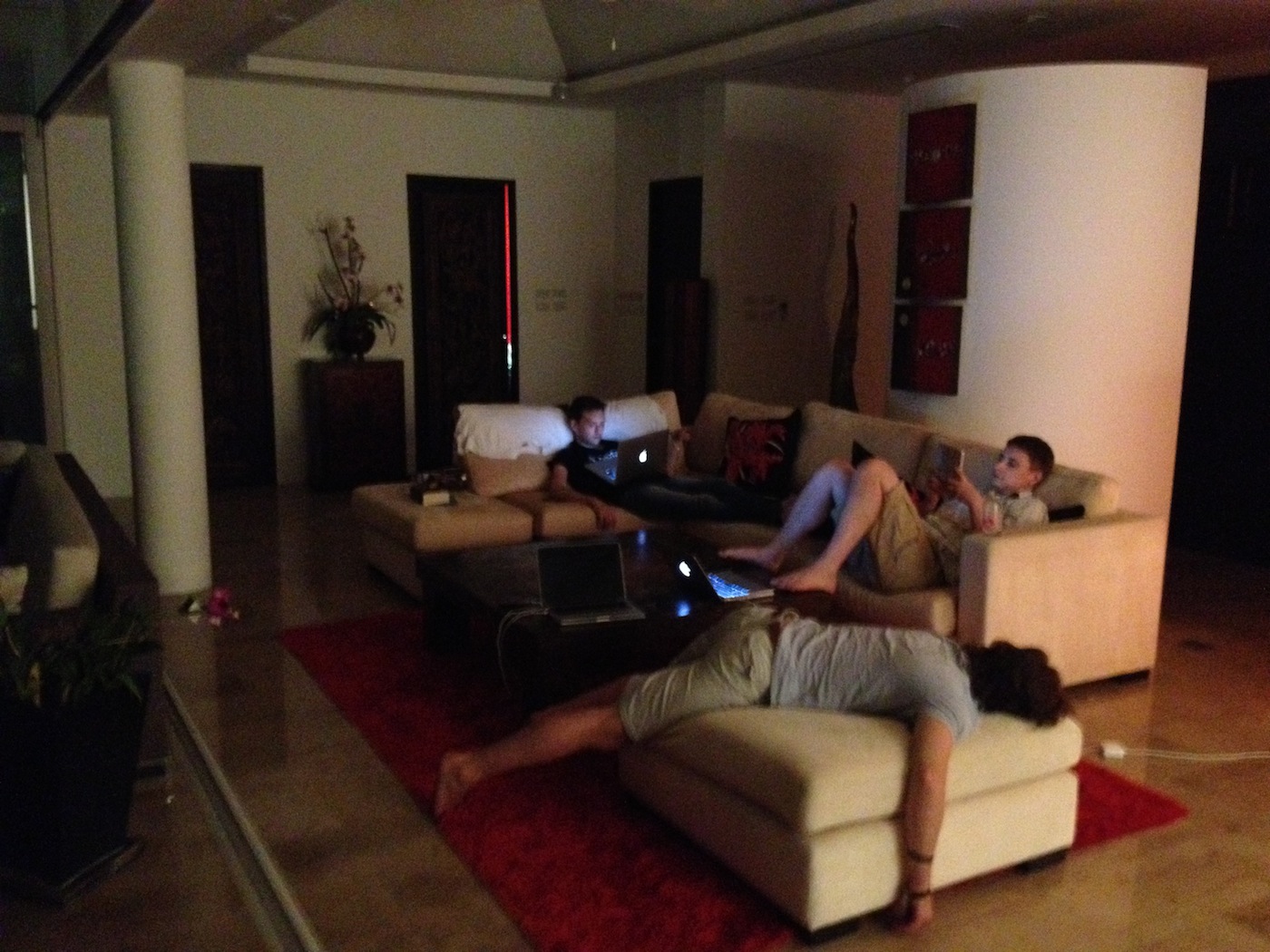 Working our asses off until 1am. (That’s me sleeping, by the way).