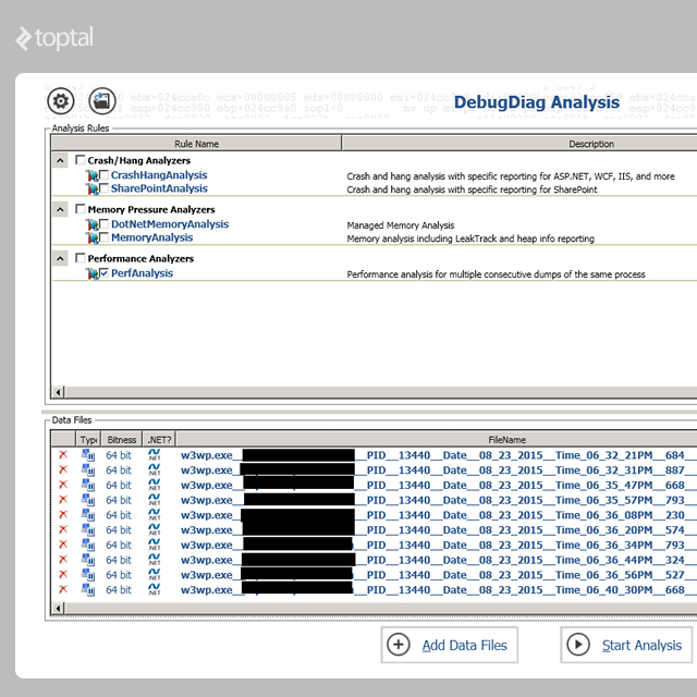 DebugDiag Analysis Toll Dump Files